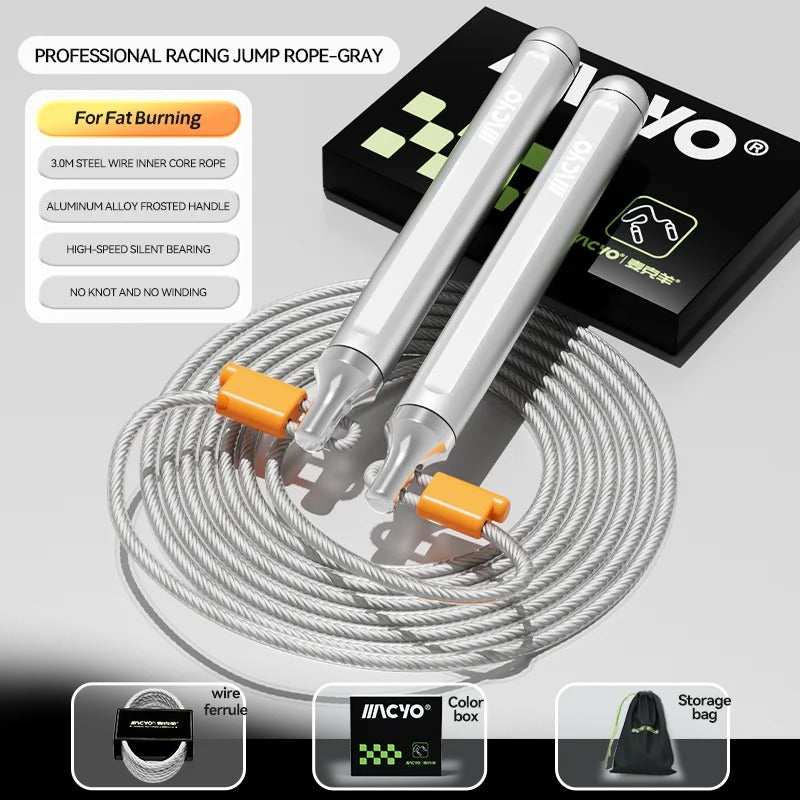 Speed Jump Rope with Ball Bearings – Adjustable Steel Cable Skipping Rope with Aluminum Handles for Fitness, CrossFit, Boxing & Cardio Training for Men & Women